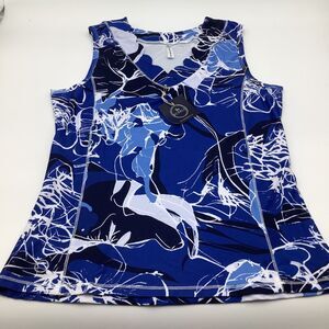 The Bubble Womens Emily Tank Top Blue Floral Size Medium NWT